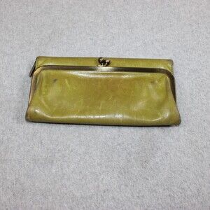 Hobo International Wallet Womens Green Leather Full Size Trifold Boho Zip READ